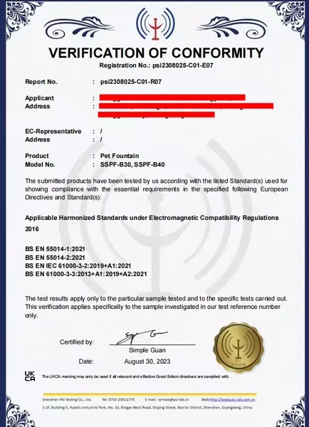 FCC Certificate
